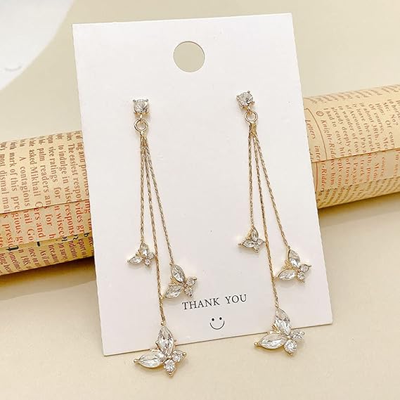 Palora's Diamond Butterfly Tassel Stud