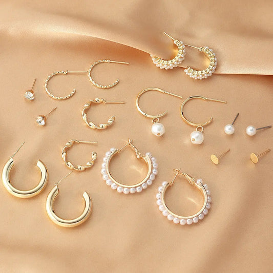 Luxe Pearl Hoops & Studs – Set of 9