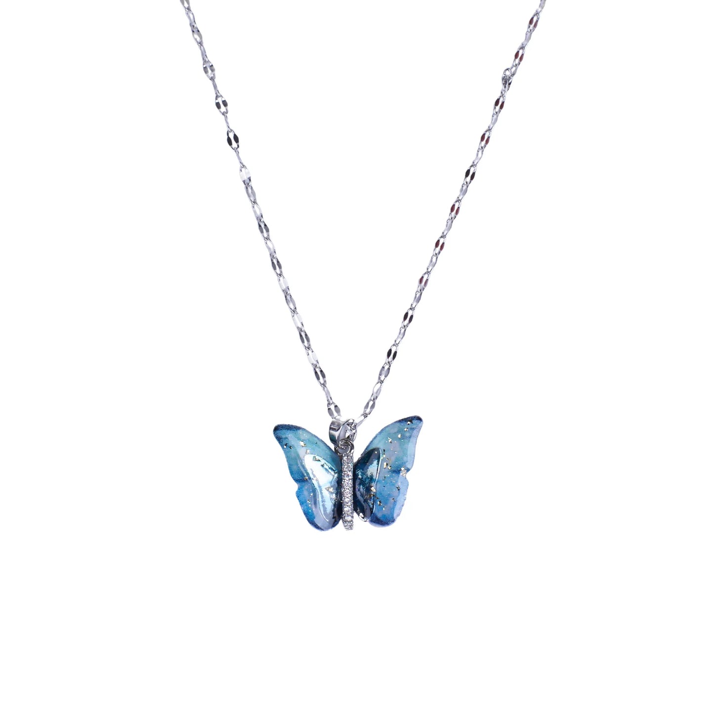 Blue Silver Winged Beauty Necklace with Pretty Luxe Earrings